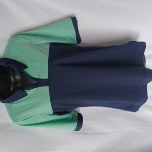REEBOK POLO SHIRT MINT & NAVY MOISTURE WICKING TOP Med RETAILS $50.00